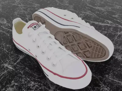 CONVERSE 3D SHOES - WHITE LOW  Low-poly 3D model