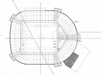 sports stadium compelete revit project  02 3D model