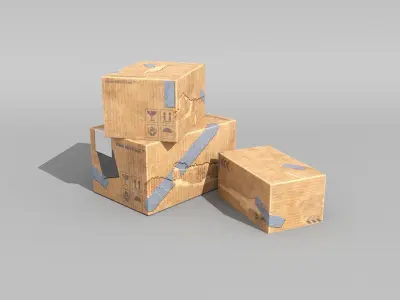 Painting and Cardboard Boxes Pack Free low-poly 3D model