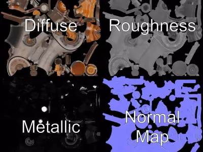 Industrial Brass Gauge model pack Low-poly 3D model