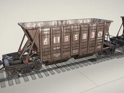 Railway Hopper Car vr2 Low-poly 3D model