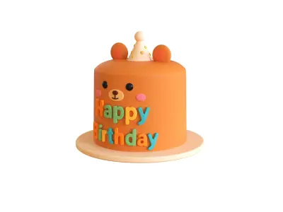 Low-Poly Birthday Cake 09  Low-poly 3D model