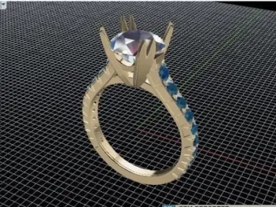 Round stone ring 322 3D print model