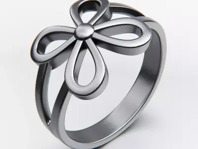 Elegant Loop Flower Ring - Minimalist Floral Jewelry 3D print model