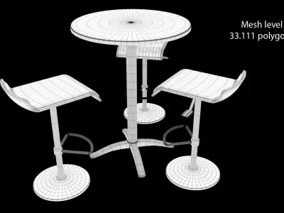 Cocktail Table Bar Free low-poly 3D model