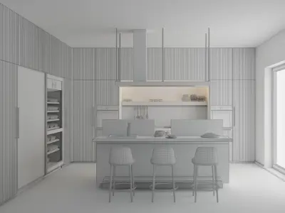 Arclinea - Italia - Steel and Timber Modern Kitchen Island 3D model