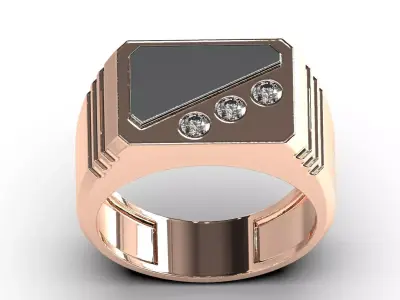 Men signet ring with gold overlay 3D print model