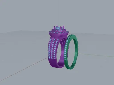 Double halo ring and band 3D print model
