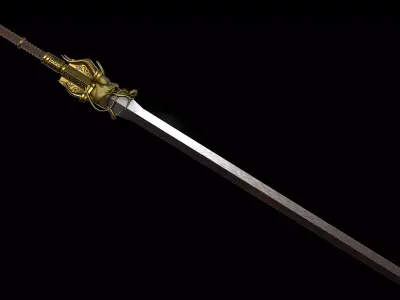 Golden Dragon Sword Low-poly 3D model