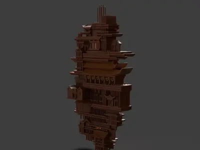 Chinese bamboo  lantern  Low-poly 3D model