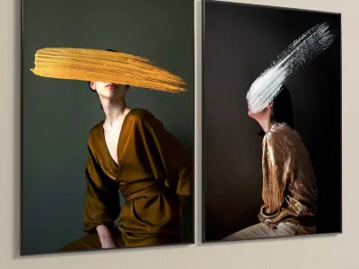 Plaster Two Photo Frame 185 Low-poly 3D model