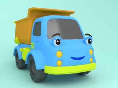 Dump truck Cartoon Low-poly 3D model
