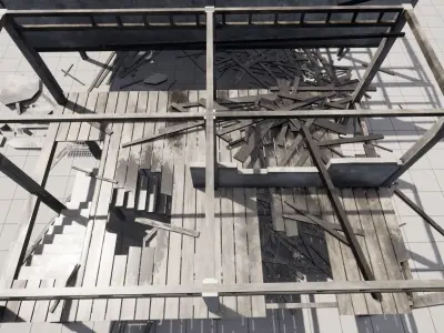 Burnt Building Low-poly 3D model