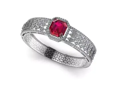 Luxury Ruby Bracelet with Sparkling Diamonds 3D print model