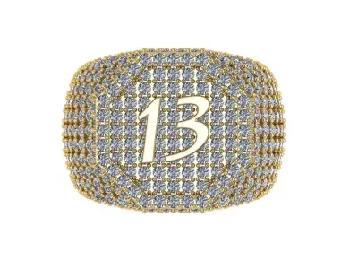 full pave some ring with number 13 with assure inside  3D print model