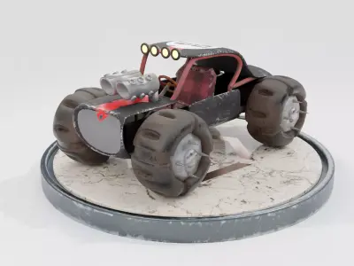 Low Poly Car cartoon style  Low-poly 3D model