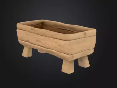 Rustic Wooden Feeding Low-poly 3D model