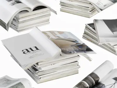 Opened magazines stack set 3D model