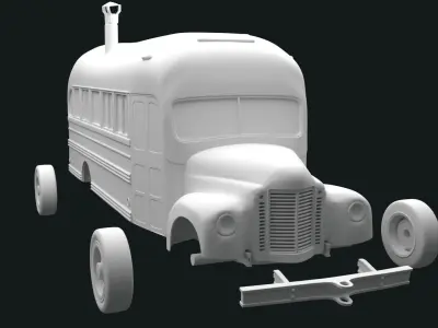Magic Bus with separated wheels and bumper STL for 3D print 3D print model