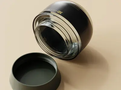 Amber Glass Cosmetic Jar Low-poly 3D model