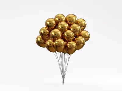 Colorful balloons Low-poly 3D model