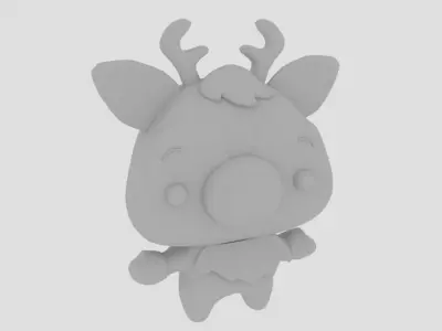 Plush Cartoon Moose Low-poly 3D model