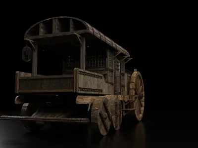Medieval Prison Vehicle Low-poly 3D model