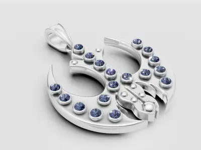 Crescent t Trident  PENDANT  3D print model