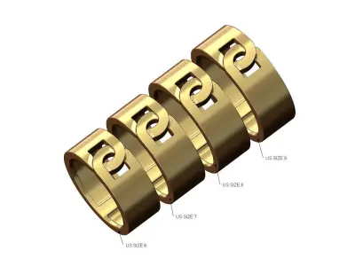 Overlapping D link 8mm wide band US sizes 6to9 3D print model