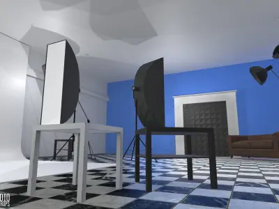 Photo studio - interior and props Low-poly 3D model