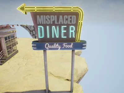 Diner sign Free low-poly 3D model