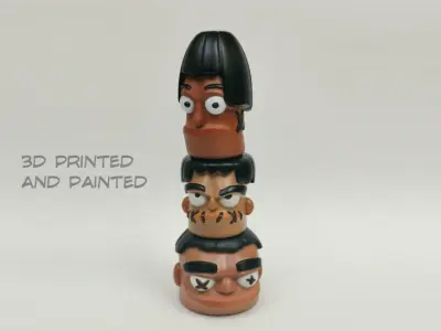 3 wise shrunken heads  3D print model