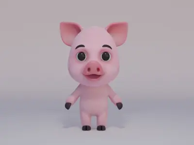 Cutsie Piggy Low-poly 3D model
