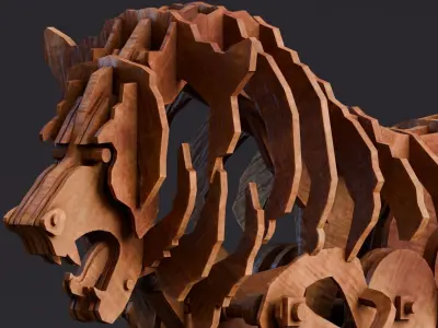 Da Vinci Inventions - Mechanical Lion Low-poly 3D model