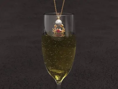 nacklace champagne glass with necklace Free 3D print model