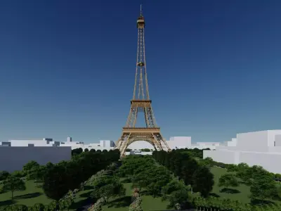 Effiel Tower - France - Paris The City of Love  Low-poly 3D model