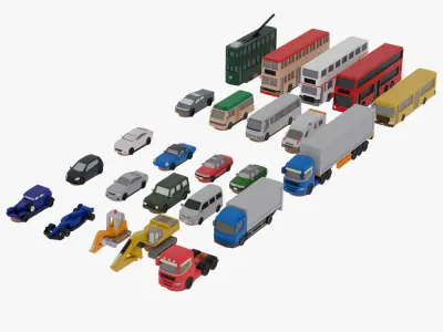 Hong Kong Vehicle Pack  Low-poly 3D model