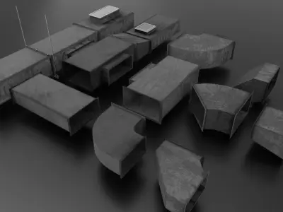 Modular Industrial Air Duct System Low-poly 3D model