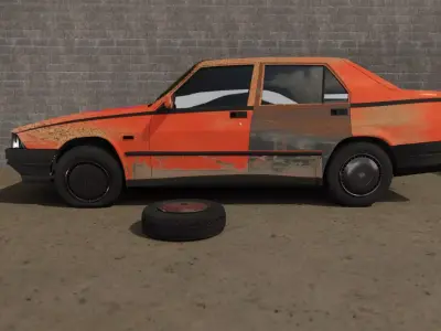 Abandoned car degraded 3D model