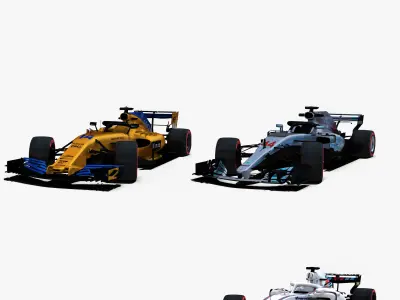 Formula 1 2018 cars Pack 4 Low-poly 3D model
