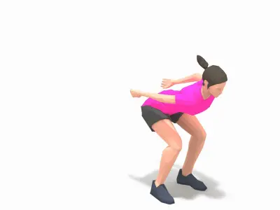 side jump Exercise Woman Animation Low-poly 3D model