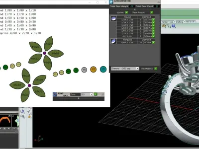 Two flower gem ring 3D print model