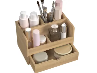 Wooden Organizer for Cosmetics 3D model