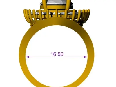 Emerald Sunburst Diamond Ring 3D print model