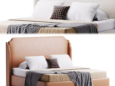 Aurora Wingback Blush Bed 3D model