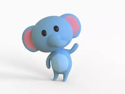 Little Funny Elephant Animated Low-poly 3D model
