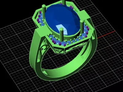 oval halo luxury jewelry ring 3D print model