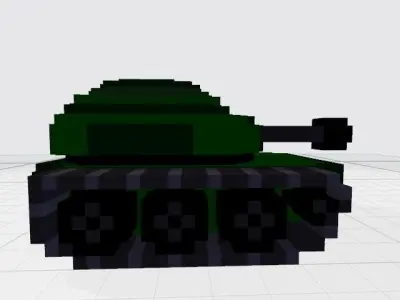 3D  Voxel tank Low-poly 3D model