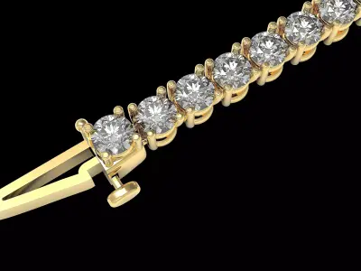 Tennis Flexible Round Diamond Bracelet 3 mm 3D print model