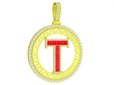 Luxury Letter T Pendant 3D Model for Jewelry Casting 4260 3D print model